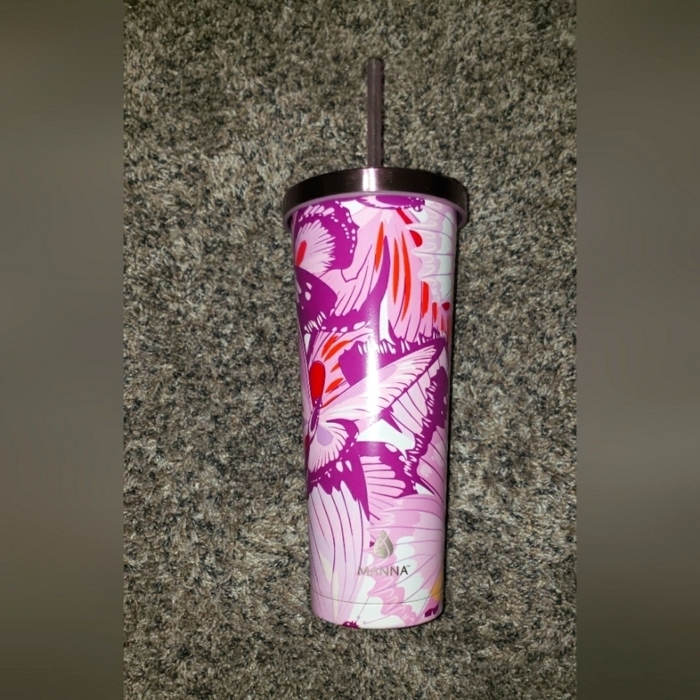 Manna| Floral Tumbler with Straw